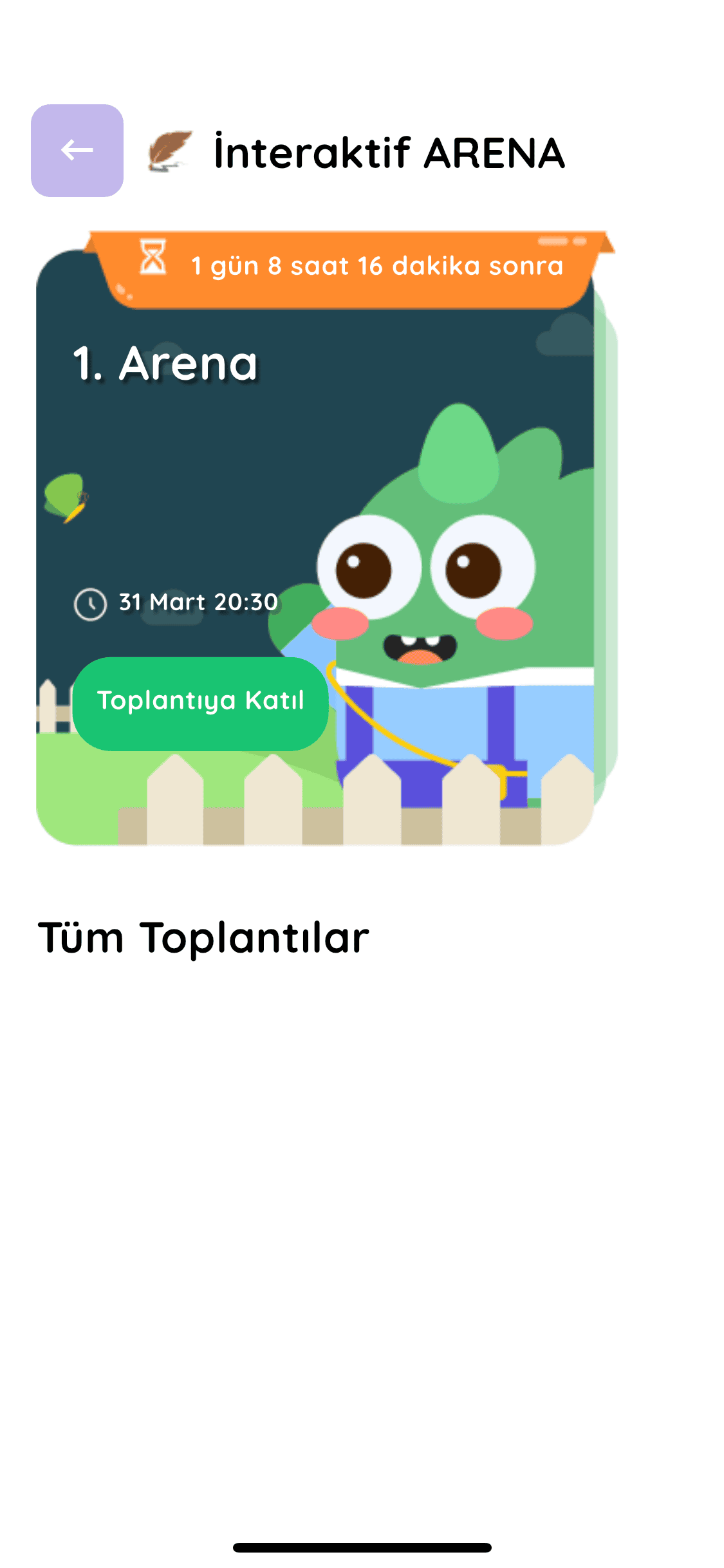 Arena listesi ve geri sayım