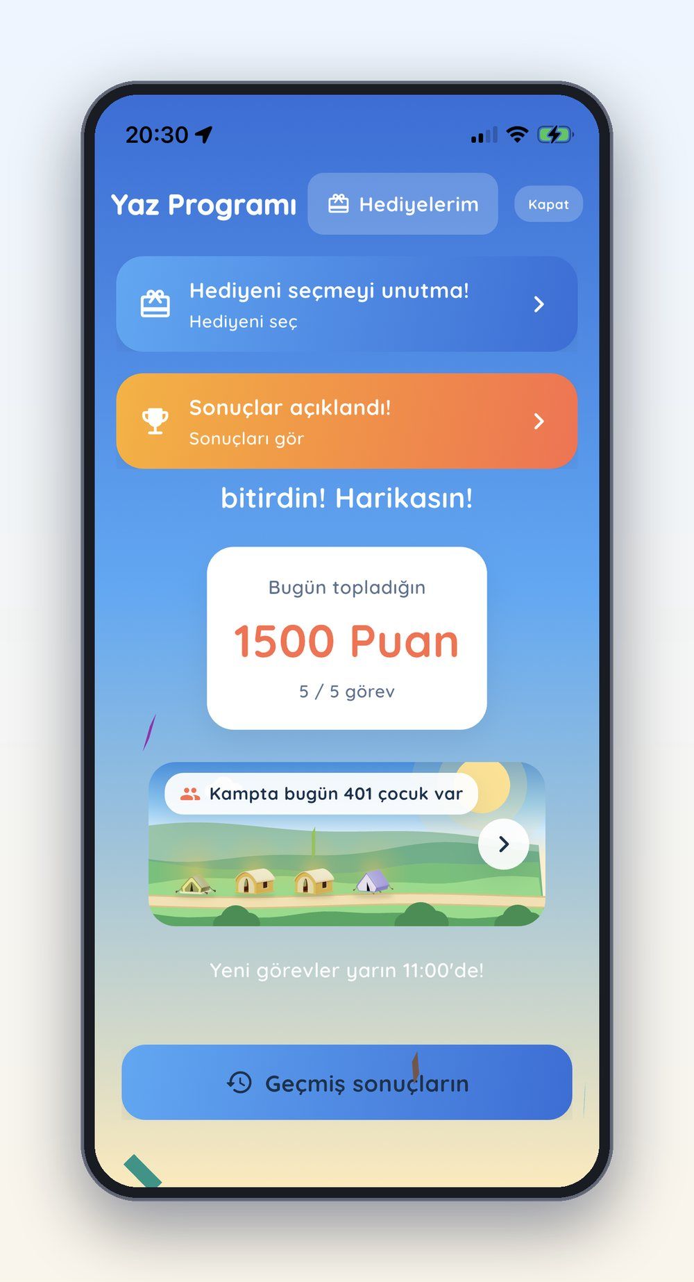 Gün sonu ekranı