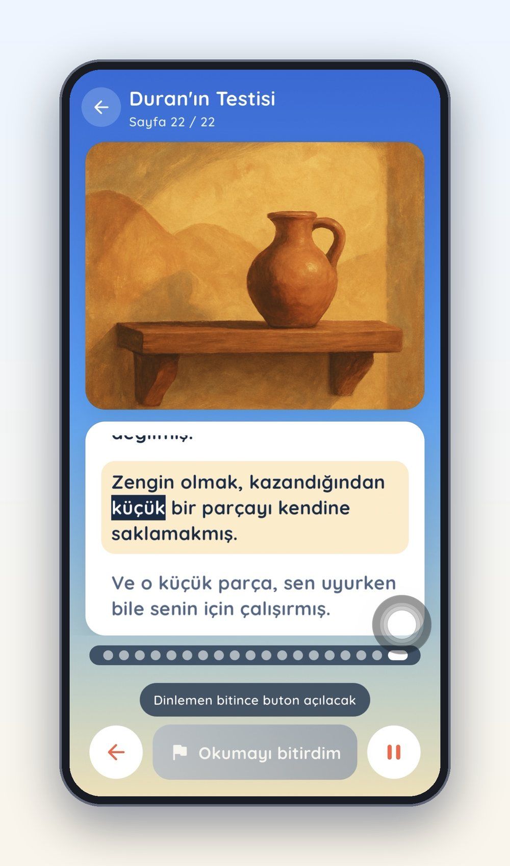 Kitap dinleme ekranı