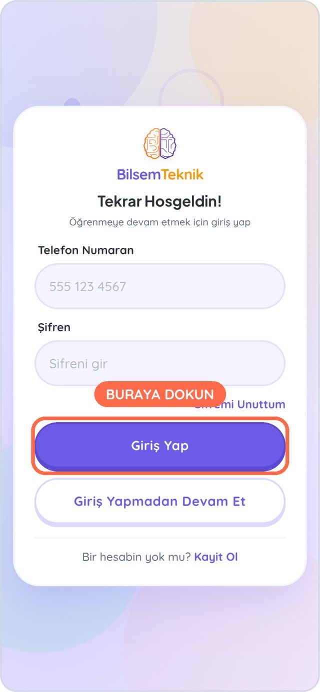Giriş ekranı